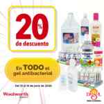 Gel antibacterial con 20% de descuento en almacenes Del Sol y Woolworth