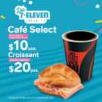 Promociones 7-Eleven desayuno: Café Select a $10 y croissant jamón y queso a $20
