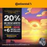 Promoción de Verano Continental Tire: 20% de descuento y 6 msi en la compra de 2 llantas Continental o General Tire