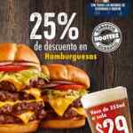 Promoción Hooters: 25% de descuento en hamburguesas y $29 el vaso de cerveza los lunes