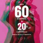 LOB Rebajas adicionales de hasta 60% de descuento + 20% adicional en compras de $1,000 o más