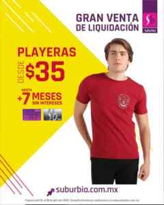 Playeras desde $35 pesos en las rebajas Suburbia Gran Venta de Liquidación