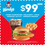 Cuponera Wendys del 28 de julio al 31 de agosto 2020