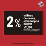 Promoción City Club de 2% en monedero en compras de $1,500 o más