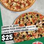Promoción Papa Johns: Pizza The Works grande a sólo $25 en la compra de una pizza signature hoy sábado