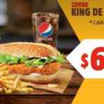 Cono Gratis en Burger King en la compra de un combo King de Pollo