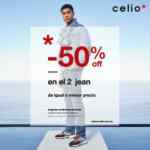 En Celio segundo par de jeans a mitad de precio