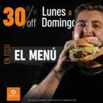 Promoción Didi Food Cuarto de Kilo: Combo hamburguesa con tocino a mitad de precio los viernes y sábados