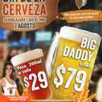 Promoción Hooters Día de la Cerveza: Vaso a sólo $29 y Big Daddy de 900ml desde $79 hoy 7 de agosto