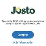 Código de cupón Jüsto Paypal de $200 de descuento en compras de $500 o más