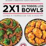Promoción Panda Express Reapertura: 2x1 en todos los bowls de lunes a viernes de 1:00 a 4:00 PM
