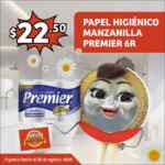 Papel higiénico Manzanilla Premier de 6 rollos a $22.50 en Soriana Mercado