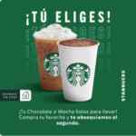 Cupón Starbucks 2x1 en chocolate o Mocha