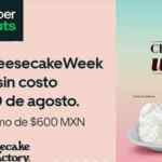 Rebanada de cheesecake GRATIS en pedidos por Uber Eats en The Cheesecake Factory