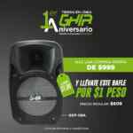 Promoción de Aniversario Ghia: Compra $999 + $1 peso llévate un bafle de 8 pulgadas