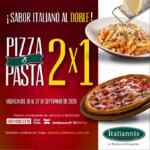 2x1 en Pizza y Pasta en Italiannis en servicio a domicilio