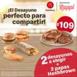 Promoción Rappi Mcdonalds: 2 desayunos + 2 papas hashbrown por $109