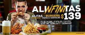 Promoción Rebel Wings Alinfinitas 2020: alitas, boneless y burgers ilimitadas por $139