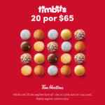 Promoción Tim Hortons: 20 Timbits por $65