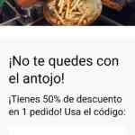Código Uber Eats de 50% de descuento adicional en 1 pedido