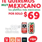 Promoción Vips Mes Patrio: Platillos mexicanos a $69 + cerveza por $29
