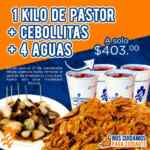 Promoción El Tizoncito: Kilo de pastor + cebollitas + 4 aguas por $403 hoy domingo