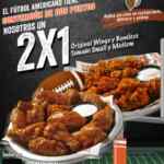 2x1 en alitas y boneless en Hooters hoy domingo