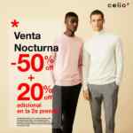Venta Nocturna Celio: 50% de descuento + 20% adicional en la segunda prenda