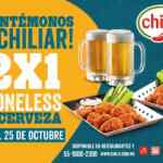 2x1 en boneless y cervezas en Chilis del 16 al 25 de octubre 2020