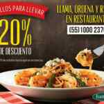 En Italiannis 20% de descuento en pedidos para llevar