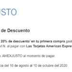 Código Jüsto de 20% de descuento adicional al pagar con American Express