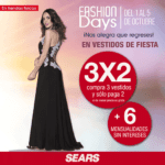 Venta Sears Fashion Days: 3x2 en jeans, zapatos, tenis, sacos, pantalones, camisas, vestidos y más