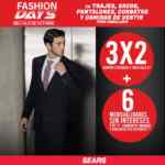 Venta Sears Fashion Days: 3x2 en jeans, zapatos, tenis, sacos, pantalones, camisas, vestidos y más