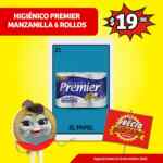 En Soriana Mercado papel Higiénico Premier Manzanilla 6 rollos a $19.90