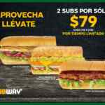 En Subway llévate 2 subs a sólo $79 durante octubre