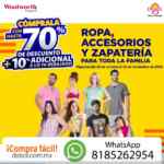 Hasta 70% de descuento + 10% adicional en ropa para toda la familia en almacenes Del Sol y Woolworth