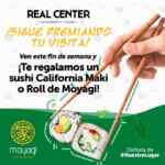 Rollo de sushi Gratis si vas este 10 y 11 de octubre al centro comercial Real Center