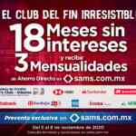 Promociones Sams Club Fin Irresistible con tarjetas de crédito: hasta 4 meses de ahorro directo comprando a 18 msi