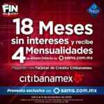 Promociones Sams Club Fin Irresistible con tarjetas de crédito: hasta 4 meses de ahorro directo comprando a 18 msi