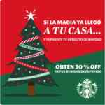 Cupones Starbucks Navidad 2020: 2x1 en ponche navideño y más