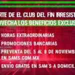 Sams Club Preventa Fin Irresistible del 5 al 8 de noviembre 2020
