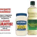Soriana Paquete Ahorres: aceite Nutrioli Gratis en la compra de una mayonesa Hellmanns