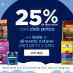 Promo Petco de 25% de descuento en alimento natural para perros y gatos