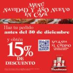 Sanborns Menú Cena Año Nuevo 2021 con 15% de descuento en pedidos a domicilio