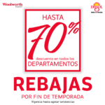 Rebajas de hasta 70% de descuento por fin de temporada en Del Sol y Woolworth