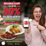 Código Applebees de 50% de descuento en tu primer pedido por la app