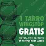 Promoción Wing Stop: tarro GRATIS en pedidos para llevar de $399 o más