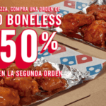 Promo Dominos Pizza Super Bowl: segundo a mitad de precio en alitas o boneless
