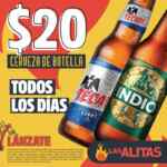 En Las Alitas cervezas de botella a $20 pesos todos los días (promoción extendida) En Las Alitas cervezas de botella a $20 pesos todos los días (promoción extendida)