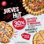 Promoción Pizza Hut Jueves de 30% de descuento en pizzas grandes y medianas